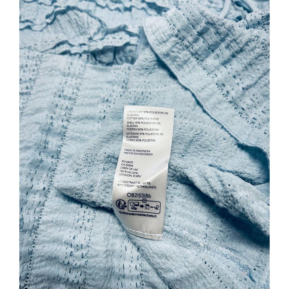 Light Blue Strapless Ruffle Hem Top - Picture 9 of 9